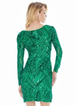 Ashley Lauren - 4122 Fully Beaded Long Sleeve Sheath Cocktail Dress -Hot Sale WEDDING Store ashley lauren 4122 fully beaded long sleeve sheath cocktail dress special occasion dress 6917463081043