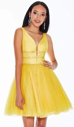 Ashley Lauren - 4180 Deep V-neck Glitter Tulle A-line Dress -Hot Sale WEDDING Store ashley lauren 4180 deep v neck glitter tulle a line dress special occasion dress 0 yellow 7514149748819