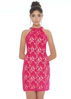 Ashley Lauren - 4292 Halter Beaded Lace Cocktail Dress