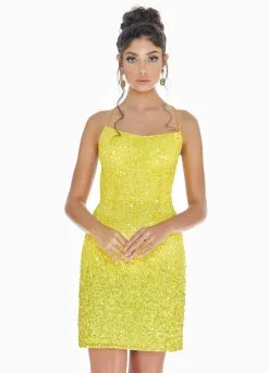 Ashley Lauren - 4293 Beaded Lace-Up Sheath Cocktail Dress -Hot Sale WEDDING Store ashley lauren 4293 beaded lace up sheath cocktail dress party dresses 0 yellow ombre 12068252844115