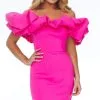 Ashley Lauren - 4337 Puff Ruffle Off Shoulder Sheath Cocktail Dress