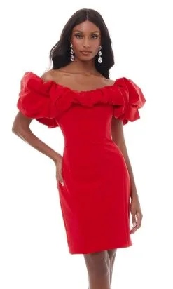 Ashley Lauren - 4337 Puff Ruffle Off Shoulder Sheath Cocktail Dress -Hot Sale WEDDING Store ashley lauren 4337 puff ruffle off shoulder sheath cocktail dress cocktail dresses 0 red 15897384452179