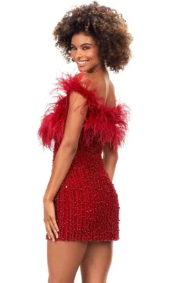 Ashley Lauren 4566 - Pearl Embellished Feather Short Dress -Hot Sale WEDDING Store ashley lauren 4566 pearl embellished feather short dress special occasion dress 31694962065491
