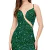 Ashley Lauren 4589 - Beaded Plunge Cocktail Dress
