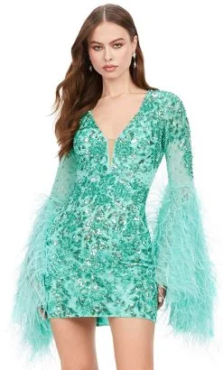 Ashley Lauren 4603 - Bell Feathered Sleeve Cocktail Dress -Hot Sale WEDDING Store ashley lauren 4603 bell feathered sleeve cocktail dress cocktail dresses 32362493083731