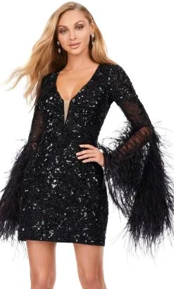 Ashley Lauren 4603 - Bell Feathered Sleeve Cocktail Dress -Hot Sale WEDDING Store ashley lauren 4603 bell feathered sleeve cocktail dress cocktail dresses 32362493378643