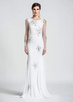 Ashley Lauren Bridal - 1053 Open Back Beaded Jersey Dress