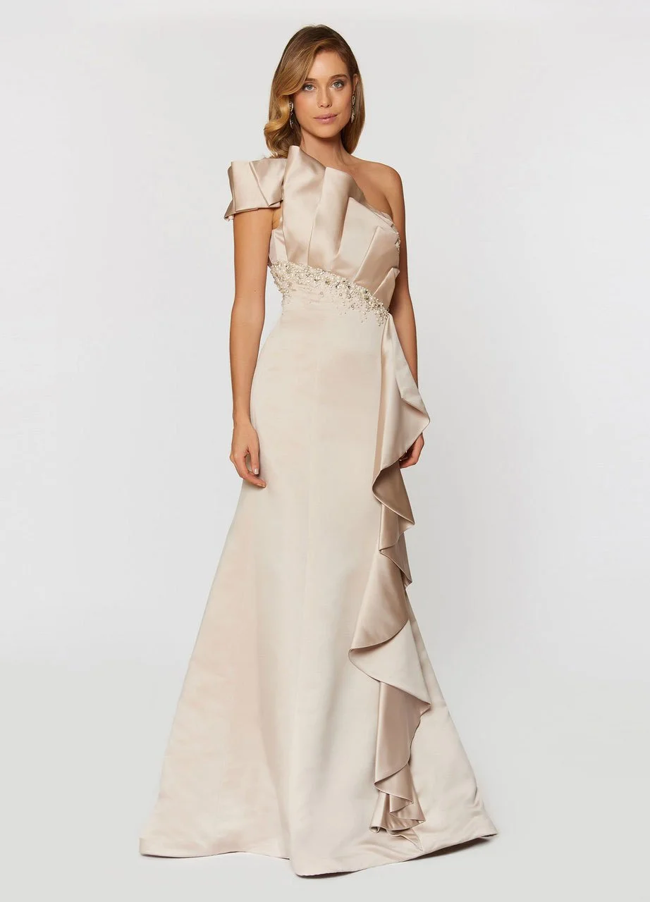 Ashley Lauren Bridal - 1066 Asymmetrical Ruffle Evening Dress 1 Ashley Lauren Bridal - 1066 Asymmetrical Ruffle Evening Dress