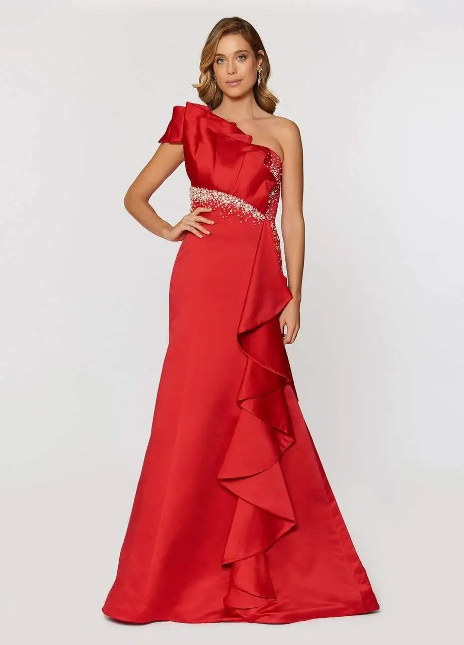 Ashley Lauren Bridal - 1066 Asymmetrical Ruffle Evening Dress 3 Ashley Lauren Bridal - 1066 Asymmetrical Ruffle Evening Dress - Image 3