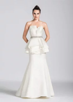 Ashley Lauren Bridal - 1092 Asymmetrical Peplum Evening Dress