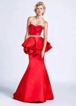 Ashley Lauren Bridal - 1092 Asymmetrical Peplum Evening Dress -Hot Sale WEDDING Store ashley lauren bridal 1092 asymmetrical peplum evening dress bridal dresses 0 red 29056553484371