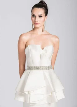 Ashley Lauren Bridal - 1092 Asymmetrical Peplum Evening Dress -Hot Sale WEDDING Store ashley lauren bridal 1092 asymmetrical peplum evening dress bridal dresses 28980150730835