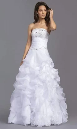 Aspeed Bridal - LH040 Strapless Ruffled A-Line Bridal Gown