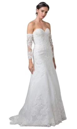Aspeed Bridal - W2376 Arm Sleeve Sweetheart Bridal Gown