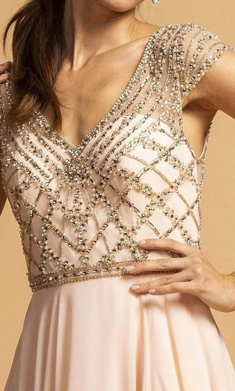 Aspeed Design - L2236 V-Neck A-Line Evening Dress 4 Aspeed Design - L2236 V-Neck A-Line Evening Dress - Image 4