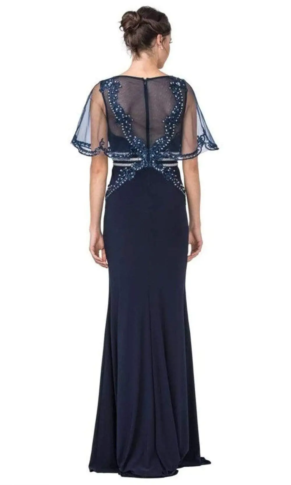 Aspeed Design - M2436 Mesh Sleeve Embellished Column Gown 2 Aspeed Design - M2436 Mesh Sleeve Embellished Column Gown - Image 2