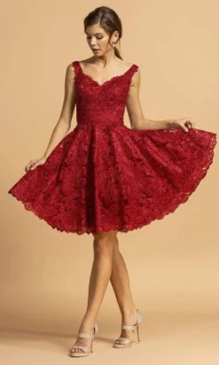 Aspeed Design - S2123 Scoop Back Lace A-Line Dress