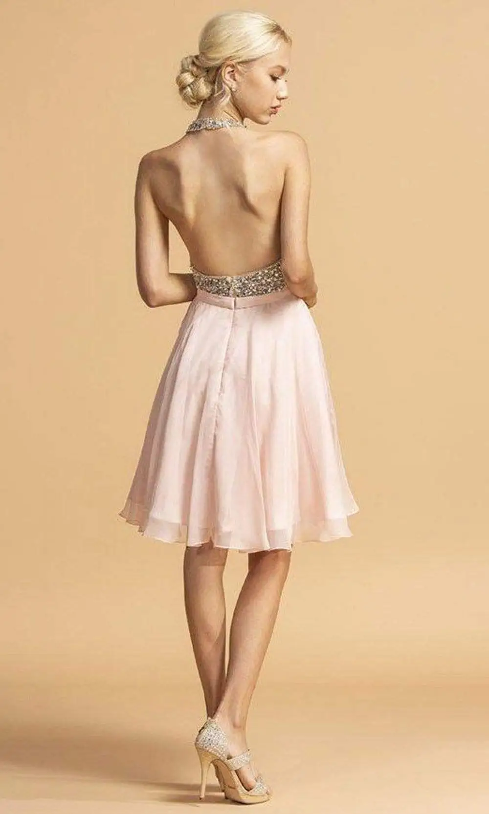 Aspeed Design - S2140 Beaded Halter A-Line Dress 2 Aspeed Design - S2140 Beaded Halter A-Line Dress - Image 2