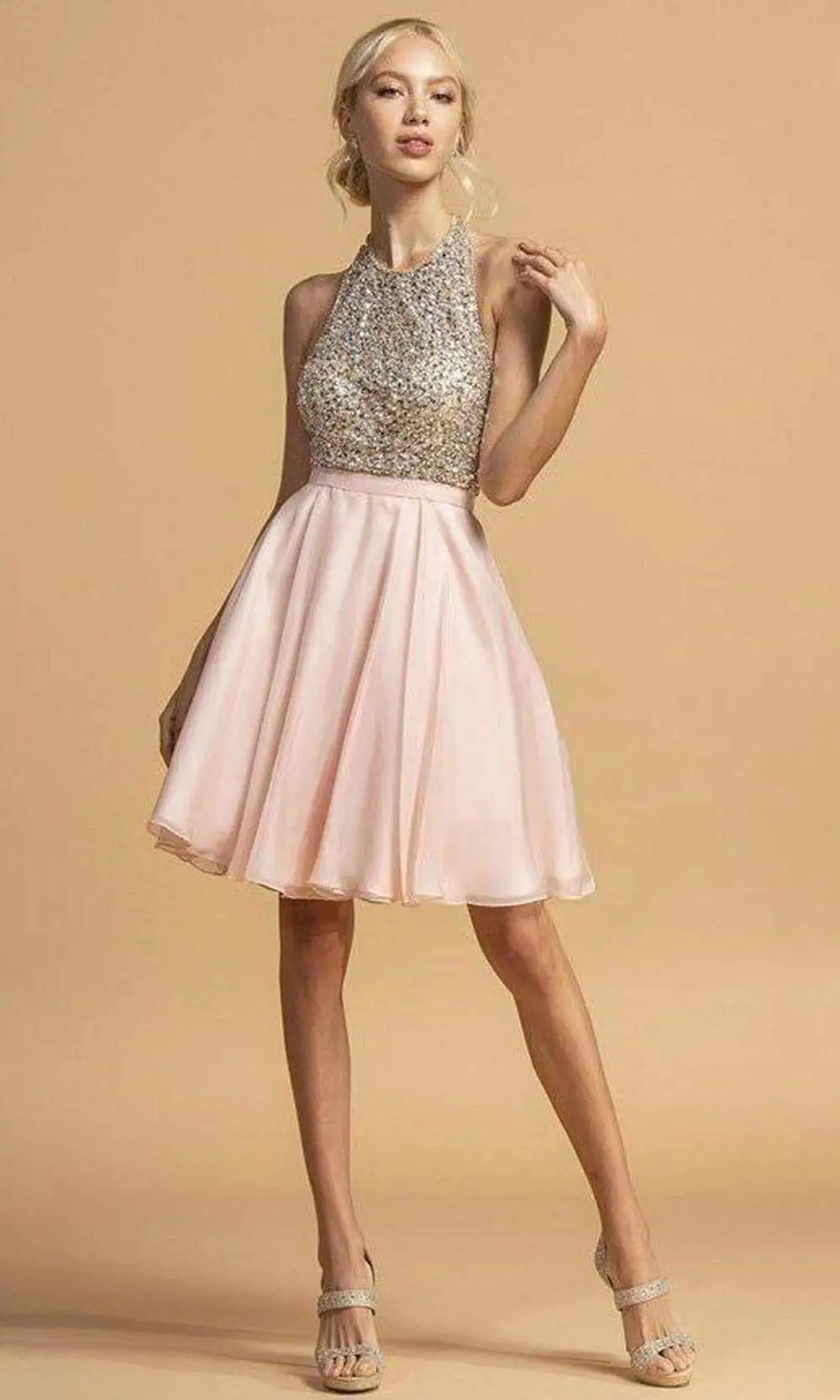 Aspeed Design - S2140 Beaded Halter A-Line Dress 1 Aspeed Design - S2140 Beaded Halter A-Line Dress