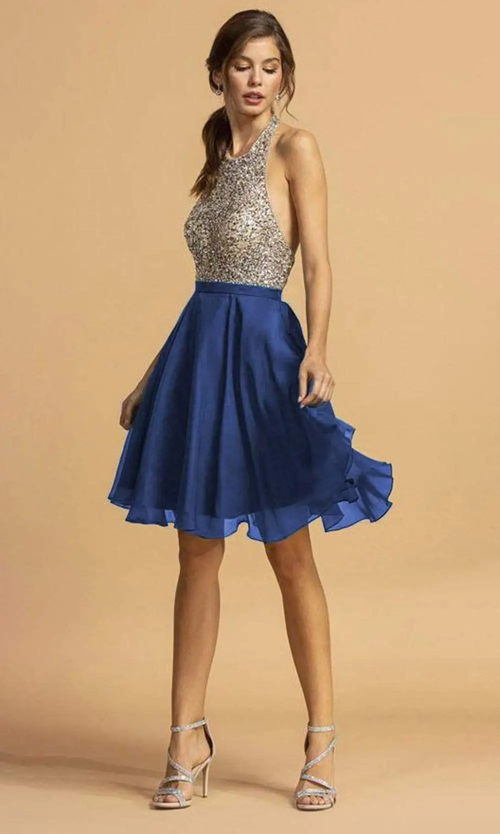 Aspeed Design - S2140 Beaded Halter A-Line Dress 5 Aspeed Design - S2140 Beaded Halter A-Line Dress - Image 5