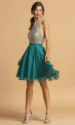 Aspeed Design - S2140 Beaded Halter A-Line Dress 11 Aspeed Design - S2140 Beaded Halter A-Line Dress -Hot Sale WEDDING Store aspeed design s2140 beaded halter a line dress homecoming dresses xxs teal 28859868512339