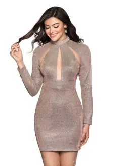 Blush By Alexia Designs Black - B173 Long Sleeve High Neck Sheath Dress