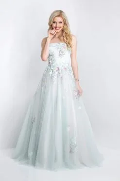 Blush By Alexia Designs Blush - 5676 Folded Strapless Floral Applique Prom Gown