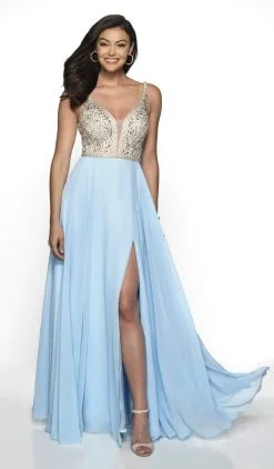 Blush By Alexia Designs - 11719 Two Tone V-neck Chiffon A-line Dress -Hot Sale WEDDING Store blush by alexia designs 11719 two tone v neck chiffon a line dress special occasion dress 0 powder blue nude 28508949938259