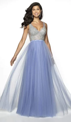 Blush By Alexia Designs - 11760 Beaded V-neck Tulle A-line Dress