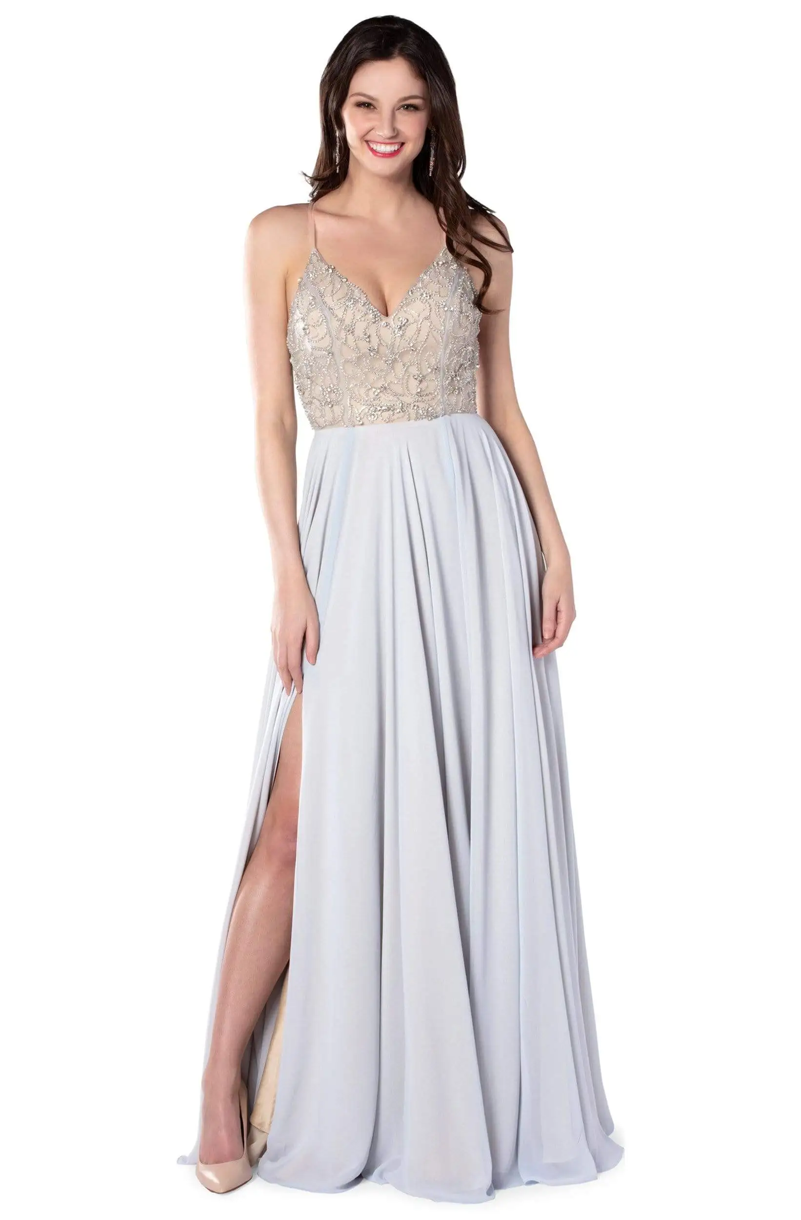 Blush By Alexia Designs - 11856 Beaded V-neck Chiffon A-line Dress 1 Blush By Alexia Designs - 11856 Beaded V-neck Chiffon A-line Dress