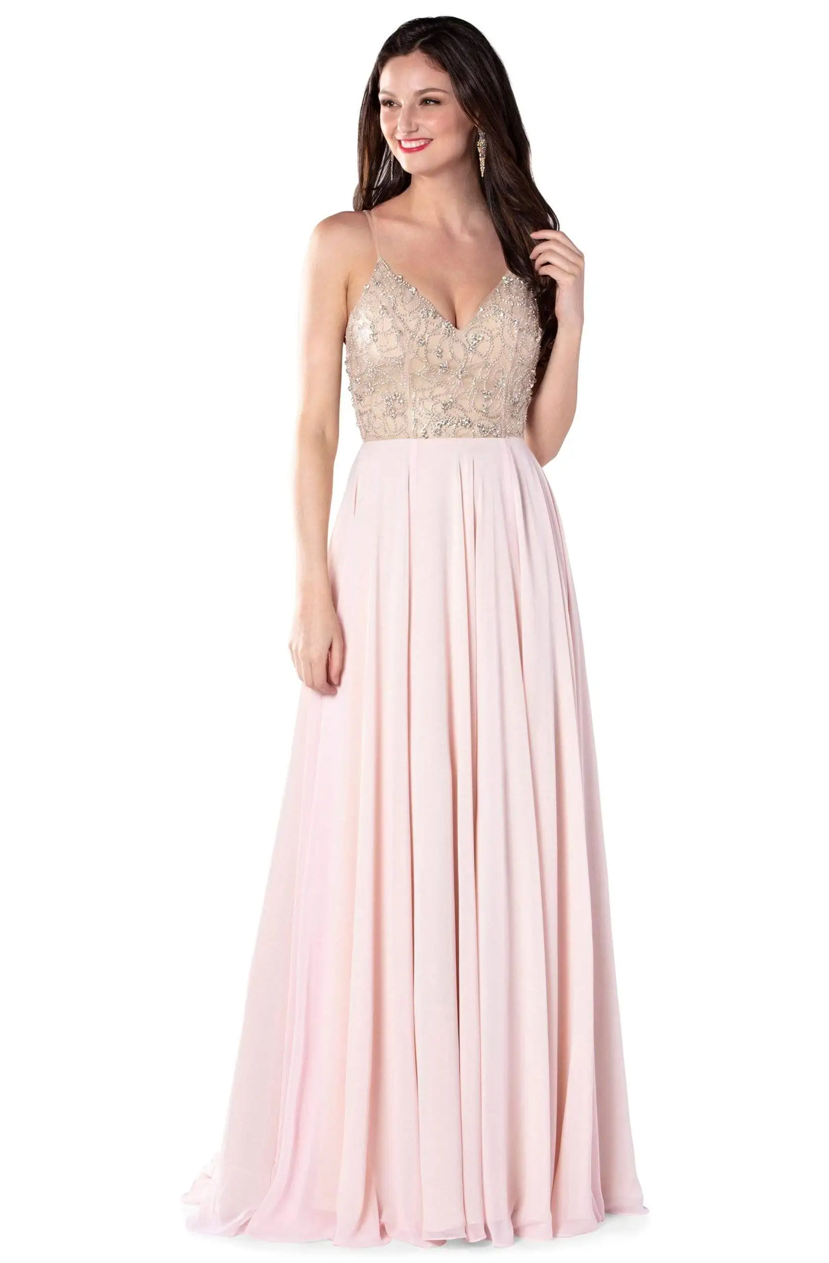 Blush By Alexia Designs - 11856 Beaded V-neck Chiffon A-line Dress 3 Blush By Alexia Designs - 11856 Beaded V-neck Chiffon A-line Dress - Image 3