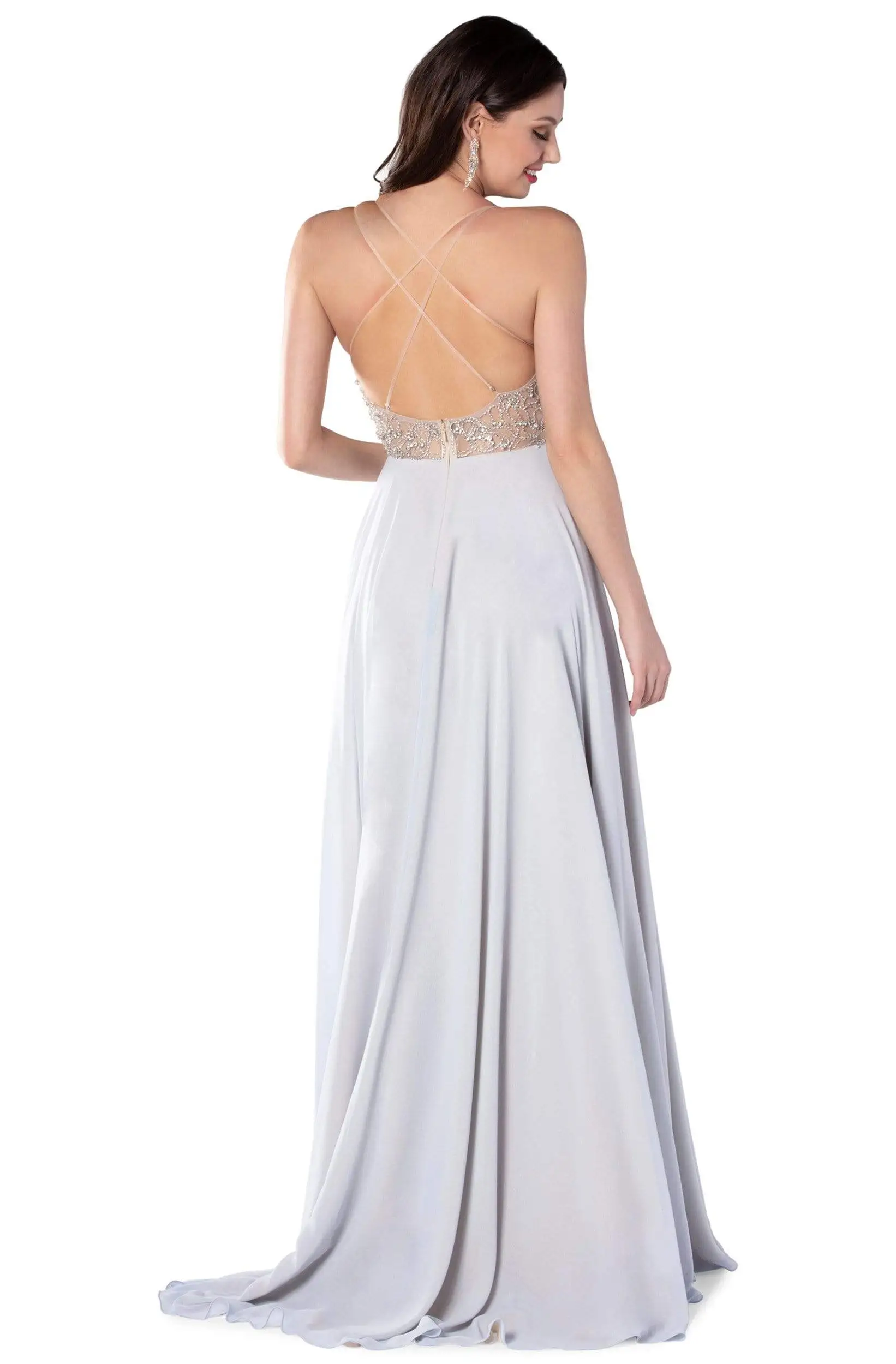 Blush By Alexia Designs - 11856 Beaded V-neck Chiffon A-line Dress 2 Blush By Alexia Designs - 11856 Beaded V-neck Chiffon A-line Dress - Image 2