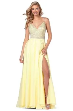 Blush By Alexia Designs - 11937 Beaded V-Neck A-Line Gown With Slit -Hot Sale WEDDING Store blush by alexia designs 11937 beaded v neck a line gown with slit prom dresses 0 yellow 28297615835219