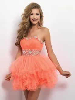 Blush By Alexia Designs - 9664 Sweetheart Ruffled Tulle Cocktail Dress