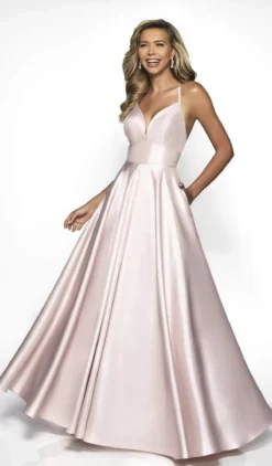 Blush By Alexia Designs - C2009 Sleeveless V Neck Shimmer Mikado Gown