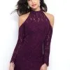 Blush By Alexia Designs - C418 Long Sleeves Beaded Lace Cocktail Dress