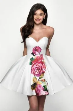 Blush By Alexia Designs Blush Couture - C1105 Strapless Sweetheart Floral Print A-Line Dress