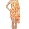 Caffe Swimwear One Shoulder Short Dress In Orange VP1556TSCEST
