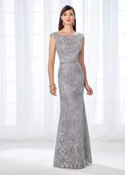 Cameron Blake - Bateau Neck Lace Fitted Gown 118687 -Hot Sale WEDDING Store cameron blake bateau neck lace fitted gown 118687 ccsale 6 silver 15290146685011