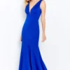 Cameron Blake - 120617 Sleeveless V Neck Trumpet Gown