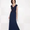 Cameron Blake V Neck Long Dress With Slit 114666 - 1 Pc Navy Blue In Size 8, 1 Pc Pink In Size 10 Available