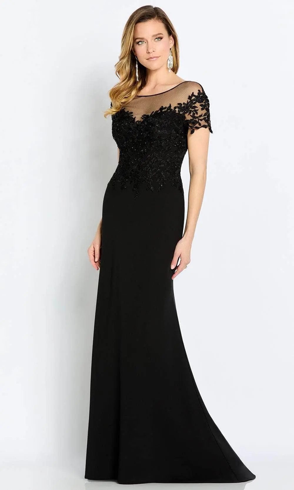 Cameron Blake CB111 - Illusion Bateau Lace Evening Gown 1 Cameron Blake CB111 - Illusion Bateau Lace Evening Gown