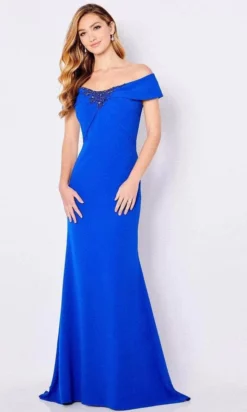 Cameron Blake - Off Shoulder Sheath Formal Dress 221691 - 1 Pc Royal Blue In Size 10 Available
