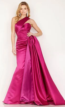 Cecilia Couture 189 - One Sleeve Pleated Detail Evening Gown -Hot Sale WEDDING Store cecilia couture 189 one sleeve pleated detail evening gown evening dresses 6 magenta 32362740154451