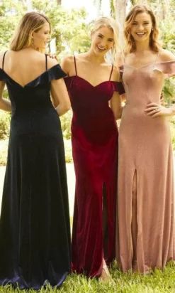 Christina Wu Celebration - 22107 Off Shoulder High Slit Velvet Gown