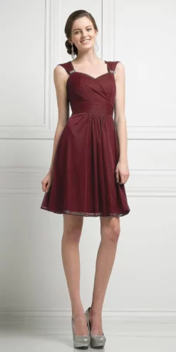 Cinderella Divine - 3832 Wide Strap Keyhole Back Ruched Cocktail Dress -Hot Sale WEDDING Store cinderella divine 3832 wide strap keyhole back ruched cocktail dress cocktail dresses xs burgundy 28071841595475