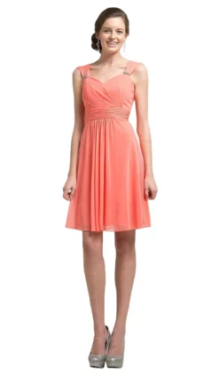 Cinderella Divine - 3832 Wide Strap Keyhole Back Ruched Cocktail Dress -Hot Sale WEDDING Store cinderella divine 3832 wide strap keyhole back ruched cocktail dress cocktail dresses xs coral 27963119861843