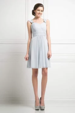 Cinderella Divine - 3832 Wide Strap Keyhole Back Ruched Cocktail Dress -Hot Sale WEDDING Store cinderella divine 3832 wide strap keyhole back ruched cocktail dress cocktail dresses xs silver 28071840186451