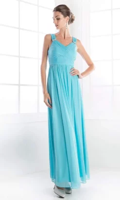 Cinderella Divine - 3984 V-Neck Ruched Bodice Chiffon A-Line Gown 18 Cinderella Divine - 3984 V-Neck Ruched Bodice Chiffon A-Line Gown -Hot Sale WEDDING Store cinderella divine 3984 v neck ruched bodice chiffon a line gown bridesmaid dresses 28142448705619