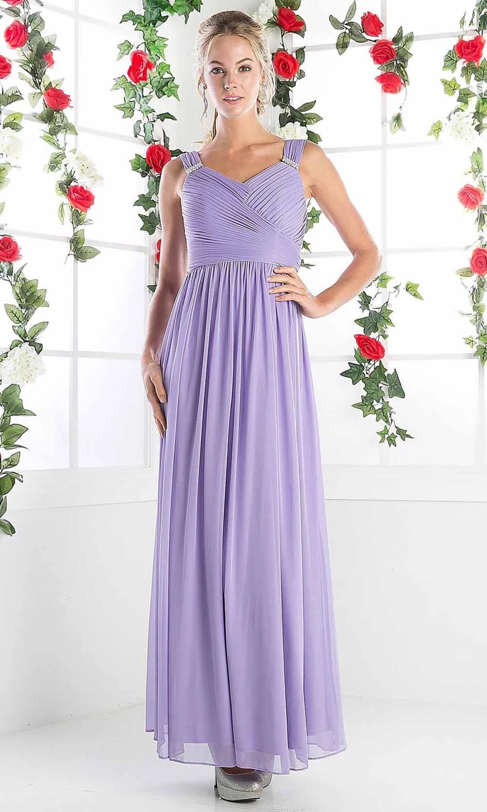 Cinderella Divine - 3984 V-Neck Ruched Bodice Chiffon A-Line Gown 12 Cinderella Divine - 3984 V-Neck Ruched Bodice Chiffon A-Line Gown - Image 12